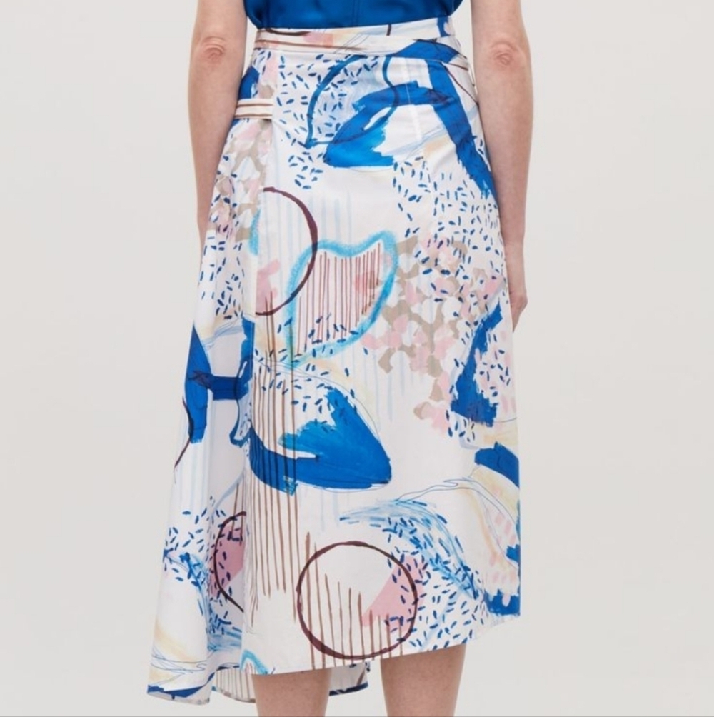 Cos Abstract Print Asymmetrical Midi Skirt With B… - image 1